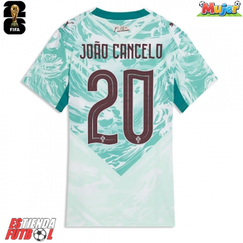 Portugal Joao Cancelo #20 Segunda Equipación Mujer Mundial 2026 Manga Corta